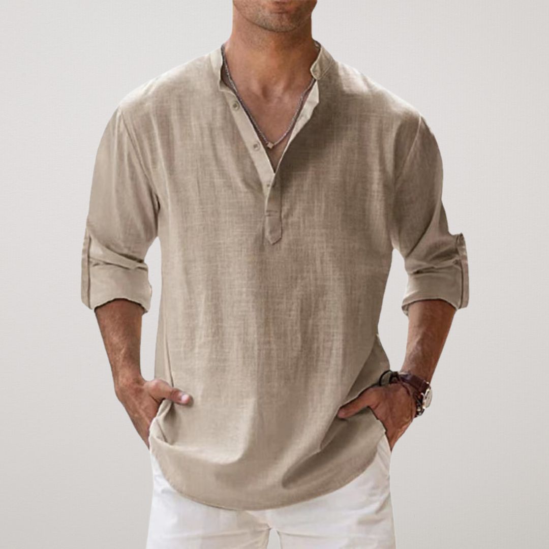 Léon | Chemise Henley en coton effet lin