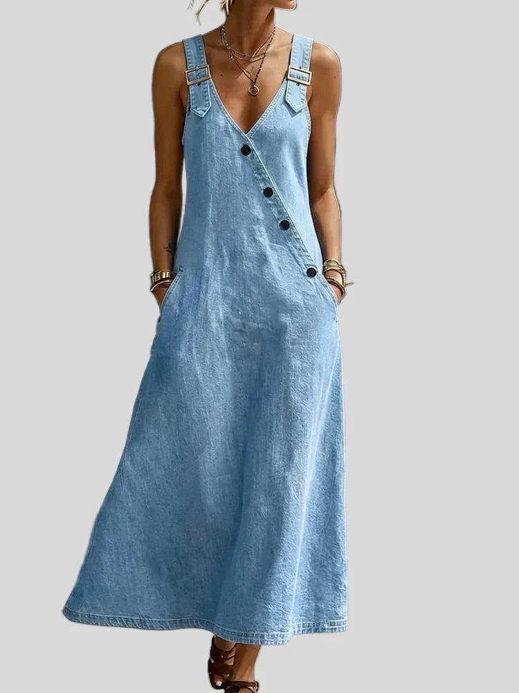 Vera - Napitettava pitkä denimpuku