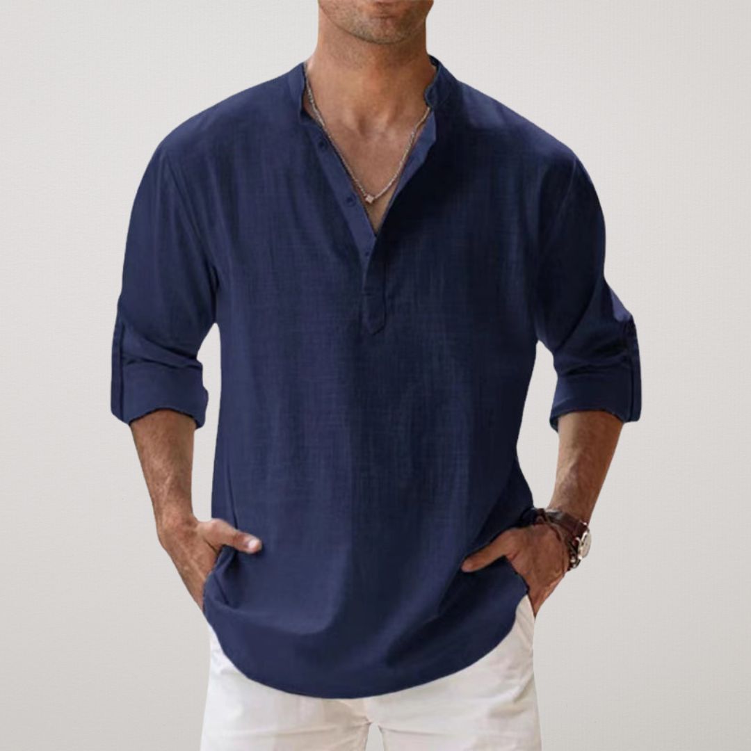 Léon | Chemise Henley en coton effet lin
