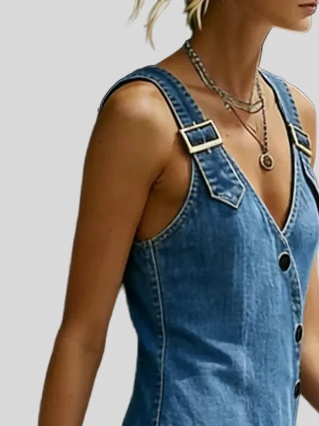 Vera - Napitettava pitkä denimpuku